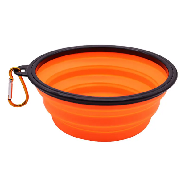 orange silicone collapsible dog bowl