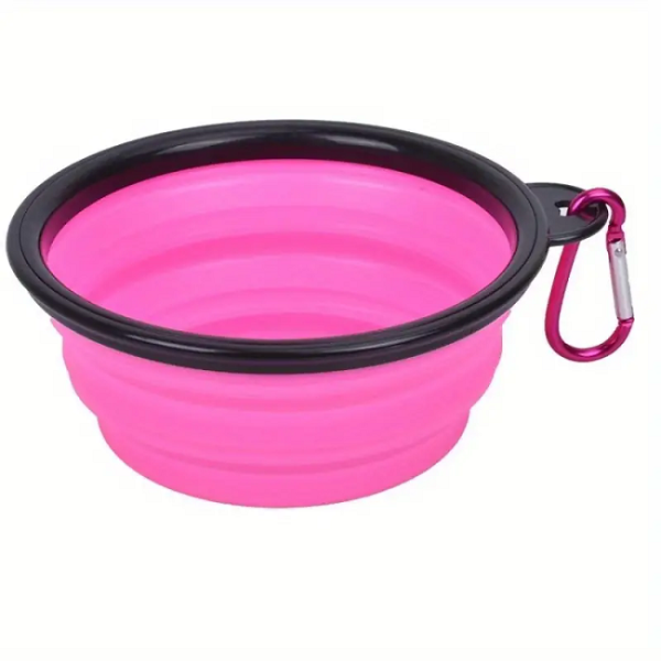 pink silicone collapsible dog bowl