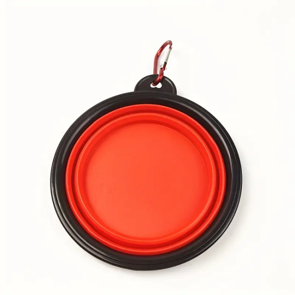 red silicone collapsible dog bowl